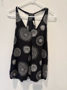 Melrose and Market Black Tank Top with White Circular Print